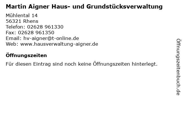 ffnungszeiten Martin Aigner Haus und Grundst cksverwaltung